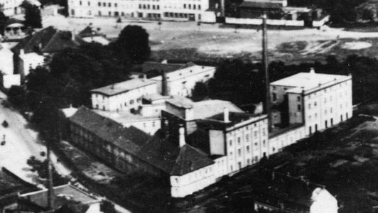 Luftbild aus den 1930er Jahren von der Porzellanfabrik Kalk